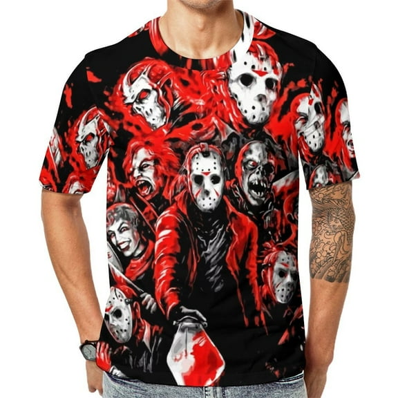 Jason Voorhees Printed Short Sleeve T-Shirts Casual Graphics Tees Fashion Novelty Shirts for Men Women S