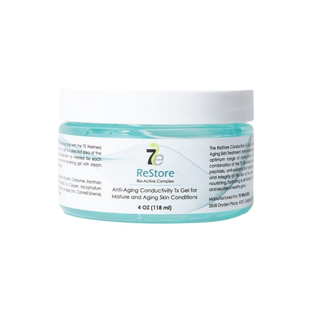 Gel conductor restaurador de 4 oz, complejo bioactivo para microcorriente - extracto de té verde, péptidos de colágeno, cuidado de la piel facial, antienvejecimiento y