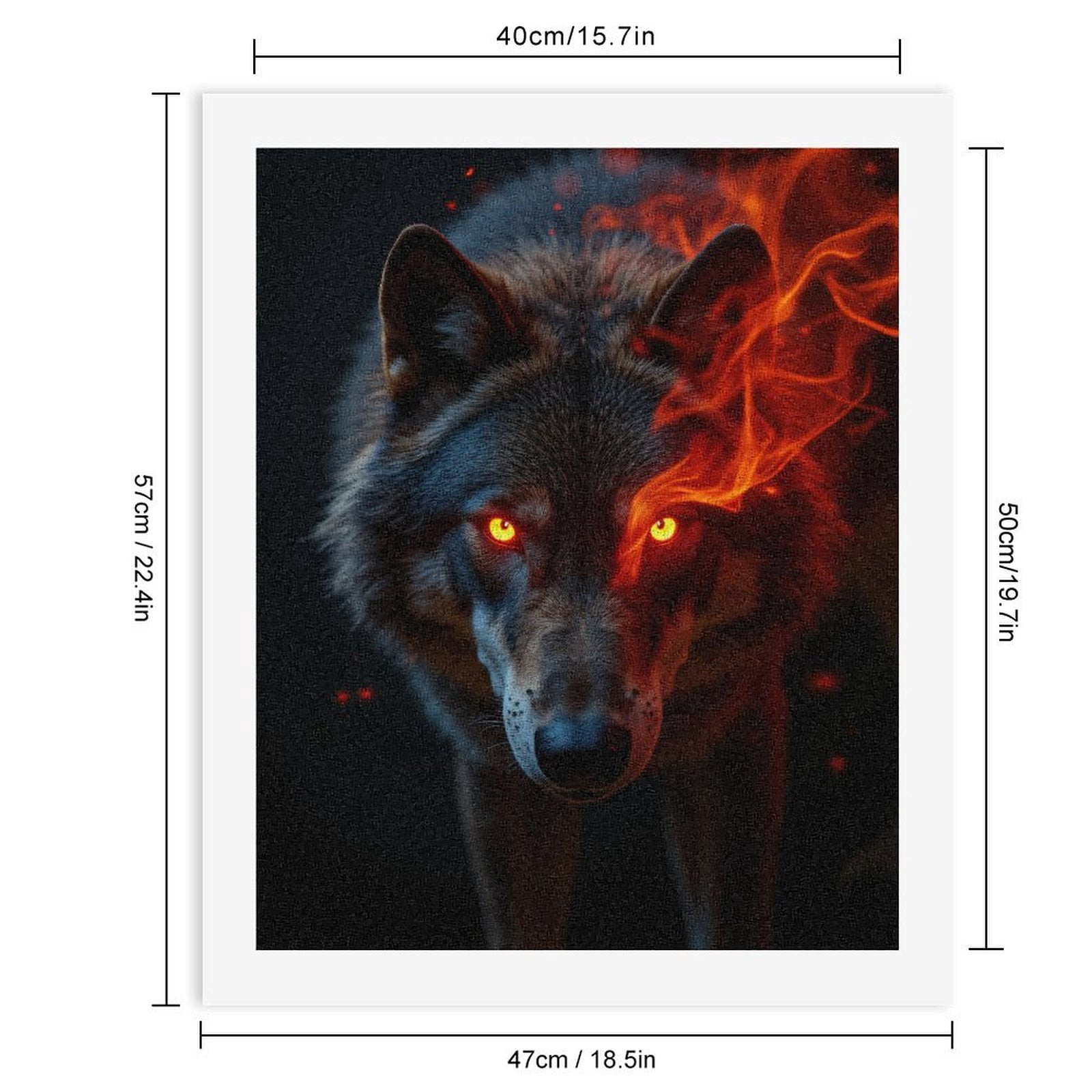 Paint By Numbers Kit for Adults Beginner - DIY Wolf Fire Eyes Flame Dark Canvas Painting Kits for Adults, Frameless Paint By Number for Adults for Home Wall Decor 16x20 Inch