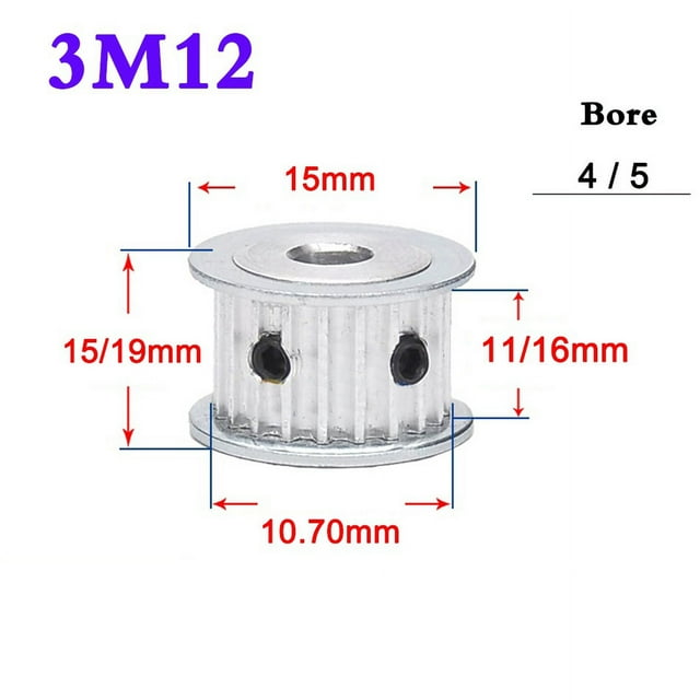 1Pcs 3M 12 Tooth To 16 Tooth Synchronous Wheel Timing Belt Pulley Width 11mm 16mm Bore 4/5/6/6.35mm ,Work Smooth and Silent
