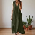 thumbnail image 2 of DHFJKG Summer Dresses For Women Casual Sleeveless Maxi Dress Button Down V Neck Loose Fit Tank Dress Beach Vacation Clothes Stylish Dresses, 2 of 5