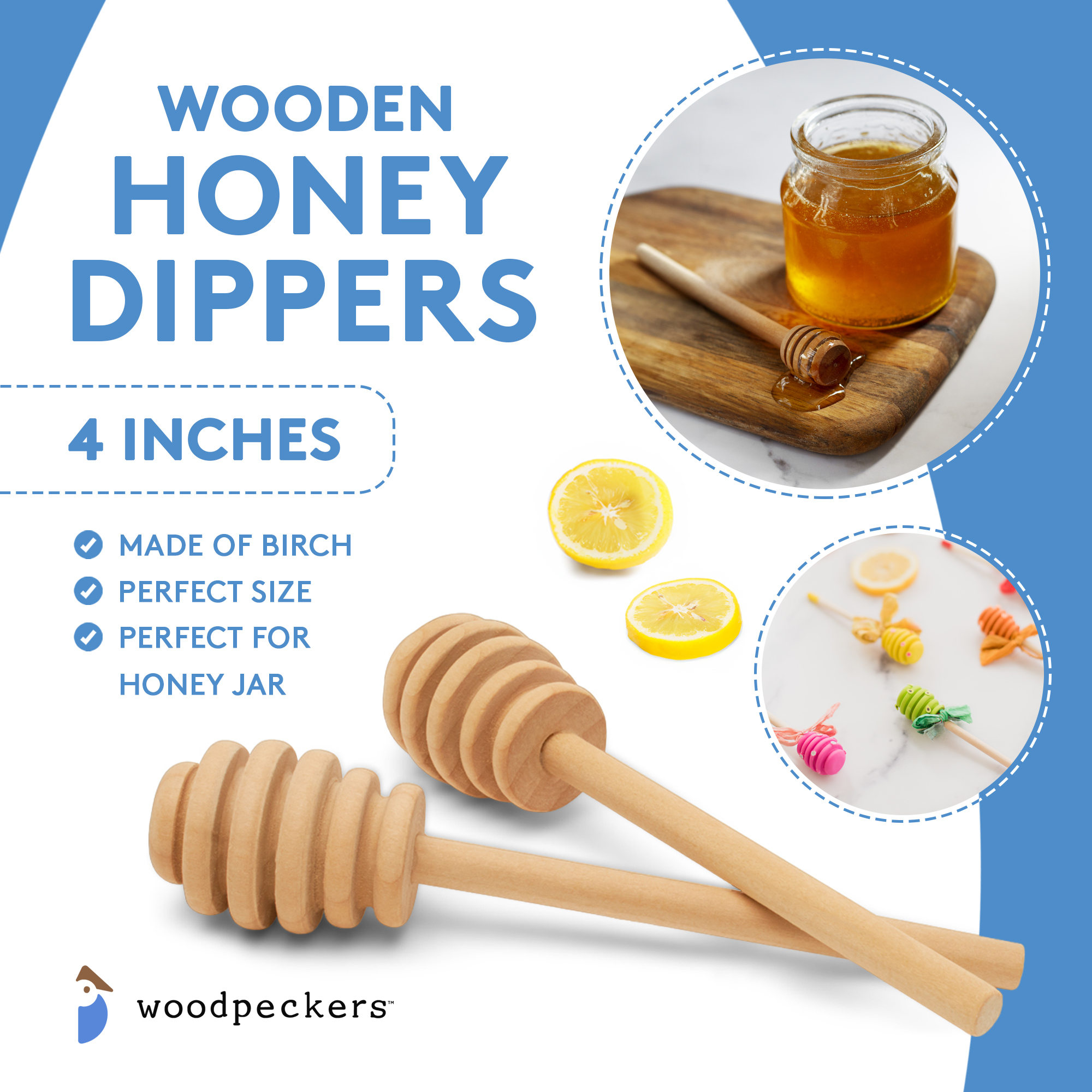 25Pcs Honey Dipper Sticks, Wooden Honey Dipper, 3 Inch Mini