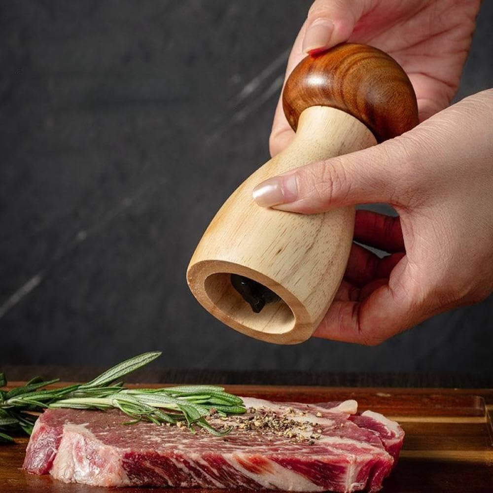 2pcs Cute Mushroom Wooden Pepper Grinder Mill for Kitchen