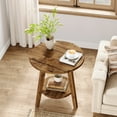 thumbnail image 3 of Tribesigns 23.62 in. Brown Round Wood End Table Side Table Nightstand with 2 Storage Shelves & 3 Sturdy Legs, 3 of 13
