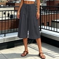 thumbnail image 4 of Miluxas Women's Plus Size Wide Leg Capri Pants High Waist Drawstring Business Casual Loose Cropped Culottes with Pockets Lightweight Breathable Gray, 4 of 6