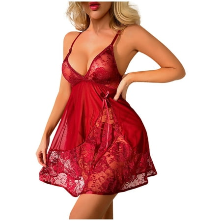 

Floleo Clearance Sexy Lingerie Stitched Lace Pajamas Women s Nightdress Two-piece Set Deals