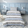 thumbnail image 2 of Homewish Geometric Stripes Twin Duvet Cover for Girls, Blue Gray White Twin Bedding, Gray Reversible, 2 Pieces 1 Duvet Cover and 1 Pillowcase, 2 of 5