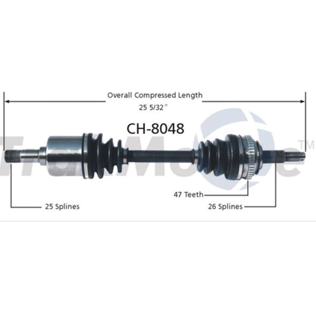 TrakMotive CH-8048 Axe de CV Remplacement Premium OE; Longueur Compressée 25.16 Pouces