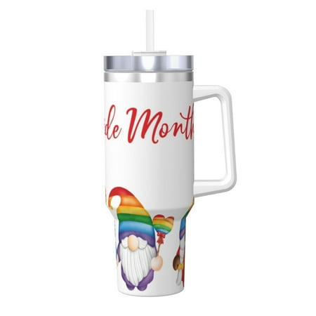 

Logiee Lgbt Gnome Print 40OZ Ice Bully Cup with Handle and Straw Double Wall Stainless Steel Tumbler Travel Coffee Cup with Lid Summer Insulation and Cooling Cup