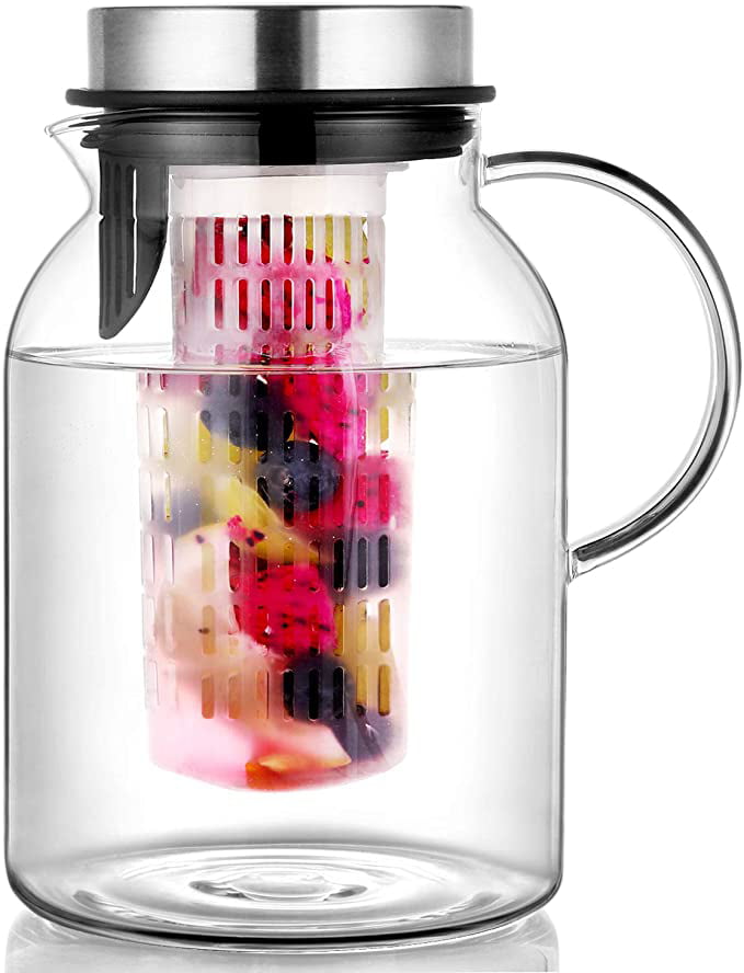 Large Water Pitcher with Infuser Lid and Spout Striped kettle 1800ml 