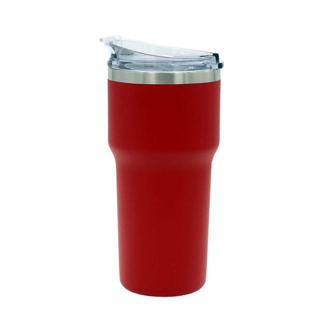 vaso de acero termico whiskero sk master 20 onz color: rojo mate modelo :map-ss18-rm vaso térmico SK MASTER 20 onz con acabado rojo mate, vista frontal centrada de cuerpo cilíndrico de doble pared, borde superior en acero inoxidable pulido y tapa translúcida antigoteo; ideal para bebidas frías o calientes en viajes y a menudo usado como vaso de viaje portátil para entrenamiento ligero.
