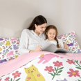 thumbnail image 5 of Homewish Cartoon Cat Animals 7-Piece Twin Bedding,Cute Floral Moon Bedding Comforter Set,White,Pink Reversible, 5 of 8