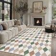 thumbnail image 2 of BERTHMEER 5'x7' Area Rugs for Living Room Modern Rhombus Checkered Rugs Bedroom Office Dining Room Farmhouse Geometric Contemporary Washable Non Slip Rugs Carpets, Multicolor, 2 of 5