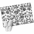 thumbnail image 2 of 2x3 Door Mat Rug, Black Flower Non-Skid Rubber Backing Large Rectangle Rugs - Living Room Bedroom Home Office, Vintage Farmhouse Boho Leaf Spring Plant Indoor Floor Mat Carpets Washable Rug, 2 of 9