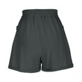 thumbnail image 6 of Lenpel Women's Cotton Linen Shorts Trendy Elastic High Waisted Drawstring Casual Shorts Summer Lounge Shorts with Pockets, 6 of 7