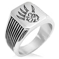 thumbnail image 1 of Stainless Steel Ferocious Bear Claw Needle Stripe Pattern Biker Style Polished Ring, 1 of 1