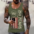 thumbnail image 2 of Vamuko America 250 Shirt Man Graphic American Flag Patriotic Tanks 1776 Sleeveless Red Blue and White Shirts Usa Flag Lightweight Tees Army Green 5XL, 2 of 6