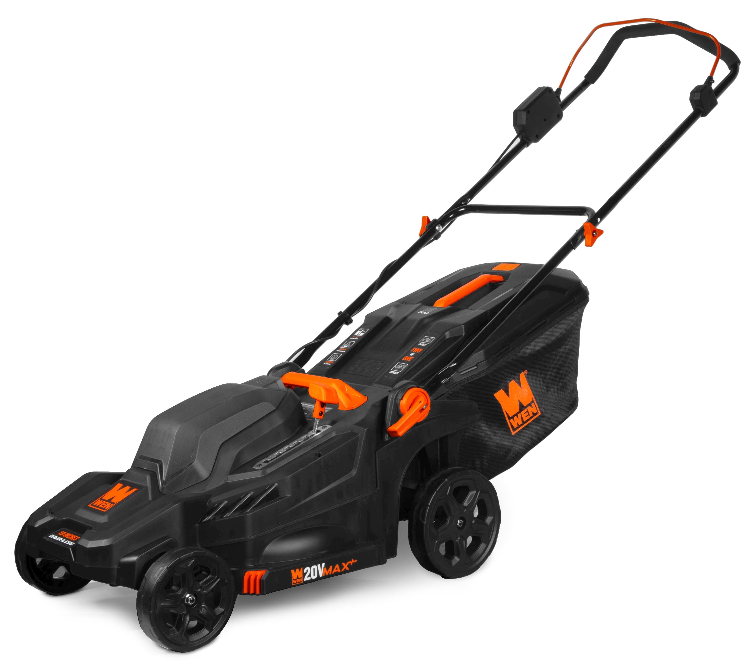 WEN 20V Max 2-in-1 19-Inch Cordless Brushless Lawn Mower and Mulcher with Two 5Ah Batteries and Dual Port Charger
