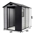 thumbnail image 2 of Outdoor Storage Shed 4x6 FT with Floor, Plastic Resin Garden Shed with Window&Lockable Door, All-Weather Utility Shed for Patio, Backyard, Lawn Mower, Bike, 2 of 9