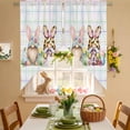 thumbnail image 2 of Easter Gnome Swag Valance Curtains Spring Gnome Eggs Floral Colorful Plaid Rod Pocket Swag Curtains Small Window Treatments for Kitchen Bathroom Bedroom 28" W x 36" L, 2 Panels, 2 of 9