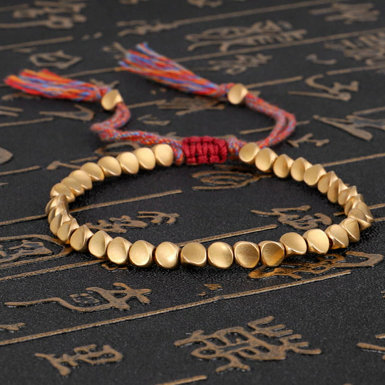 Akoada Tibetan Copper Beads Bracelet Adjustable Handmade Braided Copper Bracelet Jewelry Gifts for Women Men, Lucky Tibetan Bracelet, Men's, Size: One