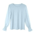 thumbnail image 4 of Penkiiy Girls Long Sleeve Solid Shirts Cute Crewnecks Tops Dressy Casual Blouses Clothes Round Neck Shirts 12 Years Blue, 4 of 4