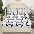 thumbnail image 3 of Erosebridal Modern Abstract Patchwork Twin Sheet Sets, Abstract White Black Bedding Twin Size 3 Pieces, 3 of 7