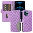 thumbnail image 2 of Compatible with iPhone 12/12 Pro Wallet Flip Case, Classic PU Leather Shockproof Protective for Men Women Card Slots Kickstand Magnetic Closure Phone Case Cover for iPhone 12/12 Pro, Purple, 2 of 11