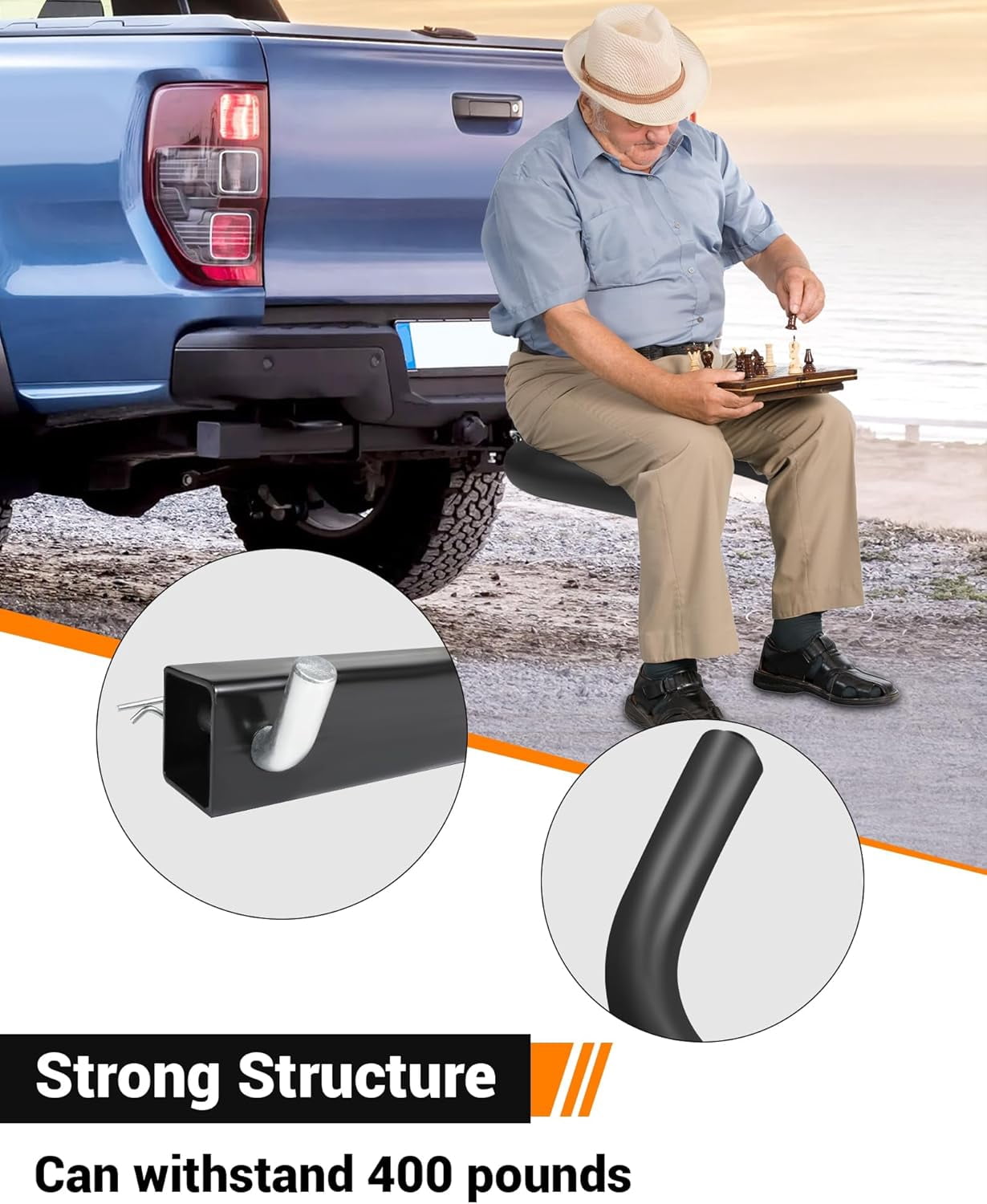 Trailer Hitch Toilet Seat, Portable Hitch Toilet Seat, Fit for 2'' Trailer Hitch Receiver, Convenient for Emergency Use When Camping/Off-Roading/Traveling