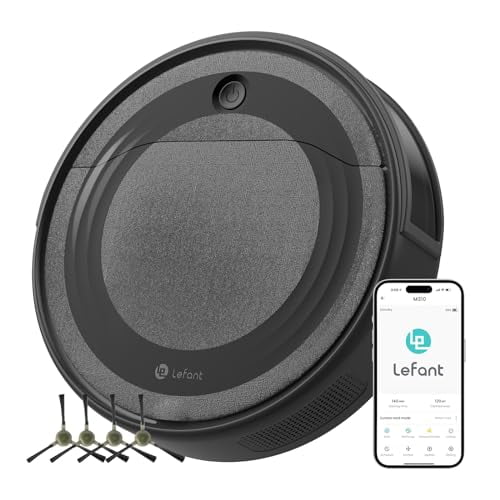 Aspiradora robot Lefant M310, potente succión de 4500 Pa, sistema PreciSense para evitar obstáculos, mini, silenciosa, autocargable durante 160 minutos, con app/voz/control remoto, ideal para suelos