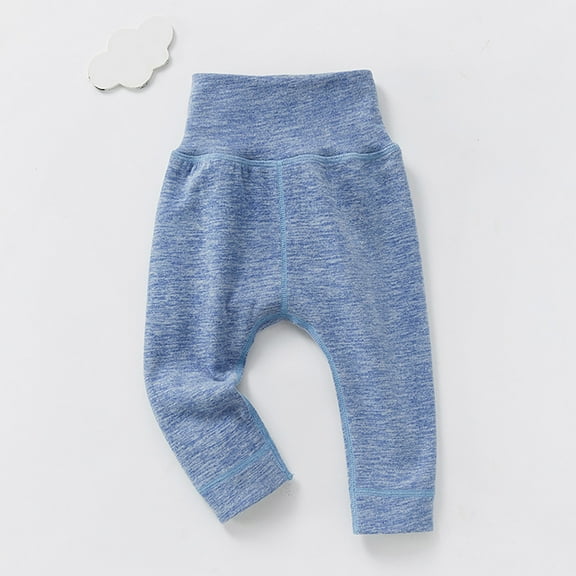 High Waist Pants Baby Thermal Pants Baby Pants Boys and Girls Leggings Long Pajama Pants Blue 18-24 Months