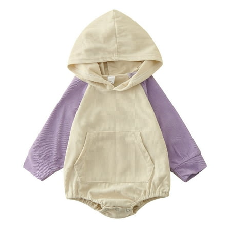 

EUMODR Ropa Para Bebes De 0 A 6 Meses Niño 6 Month Old Girl Clothes Baby Baby Unisex Autumn Patchwork Long Sleeve Hooded Romper Bodysuit Clothes