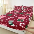 thumbnail image 3 of Manfei 4-Piece King Sheet Set with Pink Pig and Xmas Socks Snowflake Design, 3 of 7