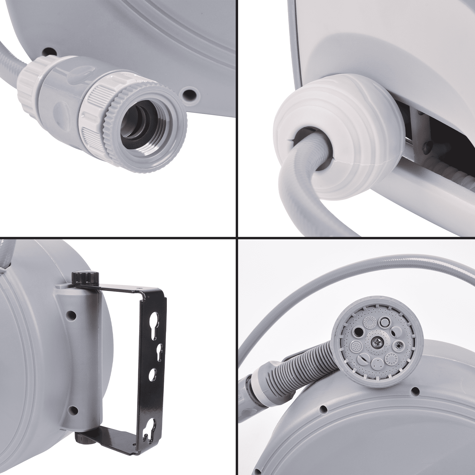 WINMAX AUTOMOTIVE TOOLS 32 ft Retractable Garden Water Hose Reel Spray Gun Rewind Wall Mount