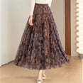 thumbnail image 4 of asddcavvf Skirts for Women Summer Women's Printed Skirt Elastic High Waist Pattern Three Layer Mesh, 4 of 6