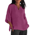 thumbnail image 4 of 2025 Women’s V-Neck Linen-Blend Tunic Top – Stylish & Comfortable Loose-Fit Casual Shirt, 4 of 16
