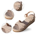thumbnail image 5 of MKLEKYY Sandalias de Playa para Mujer, Sandalias de Cuña Con Boca de Pez de Color Liso de Tela A La Moda de Verano para Mujer, Zapatos de Temperamento para Exteriores, 5 of 5