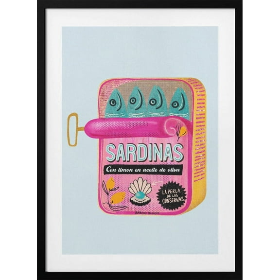 Sardines Tin Can Framed Art Modern Wall Decor