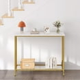 thumbnail image 4 of Console Table, 33.5" Entryway Table with Glass Shelf, Industrial Hallway Table for Living Room Foyer, Gold, 4 of 7