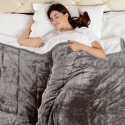 Buzio 48” x 72” Sherpa Fleece Weighted Blanket for Adults 15 Pounds Dual Sided Soft Cozy Fuzzy Heavy Throw Blankets,Gray White