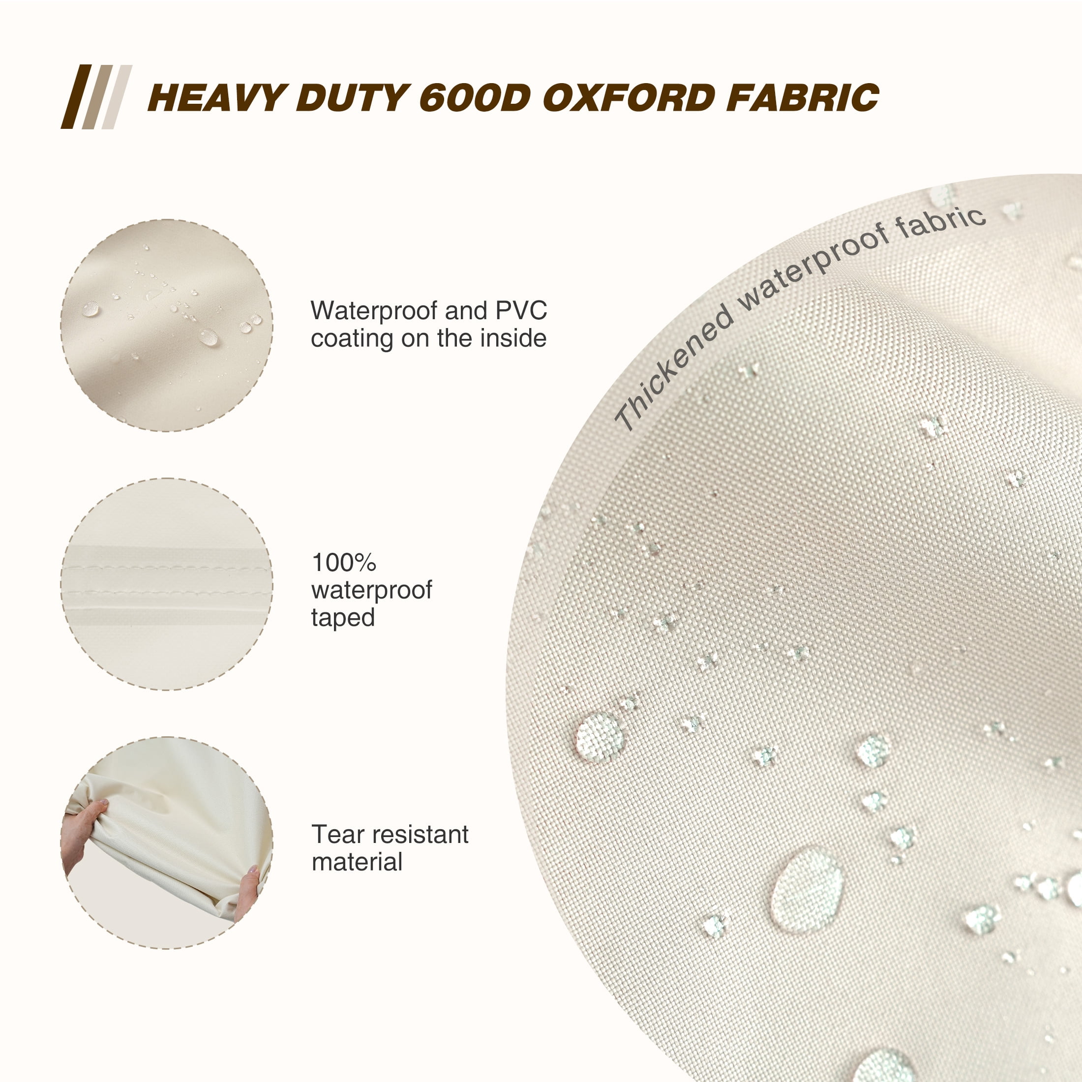 ULTCOVER Smart Selection 111"x74" Patio Table Chair Set Cover - 600D PVC Oxford Fabric, Waterproof, Dust-Proof, Tear & Sun Resistant with Reflective Strips
