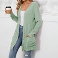 thumbnail image 7 of BOBOGOJP Women's Fall Fashion Cardigan Sweater Lightweight Open Front Long Casual Outfits with Pockets Light Green for Size XXL, 7 of 7