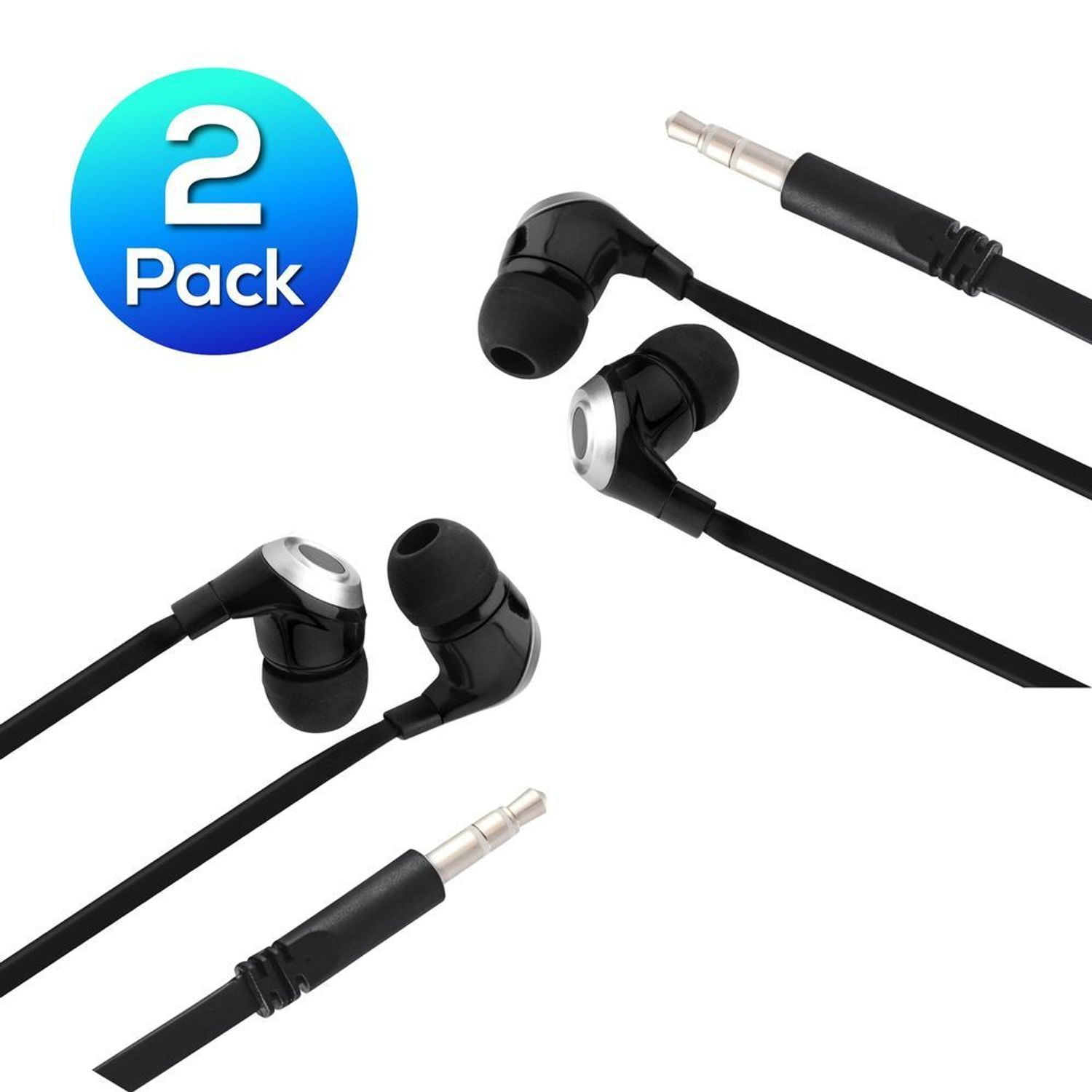 2 Pack 3.5mm Headphones In Ear EarBuds by Insten Universal Stereo Headset Earphones for Cell Phone Tablet Earbuds iPhone 6 6S 5S SE iPod iPad Samsung Galaxy J1 J3 J5 J7 S9 S8 S7 Note 5 LG Stylo 3 2
