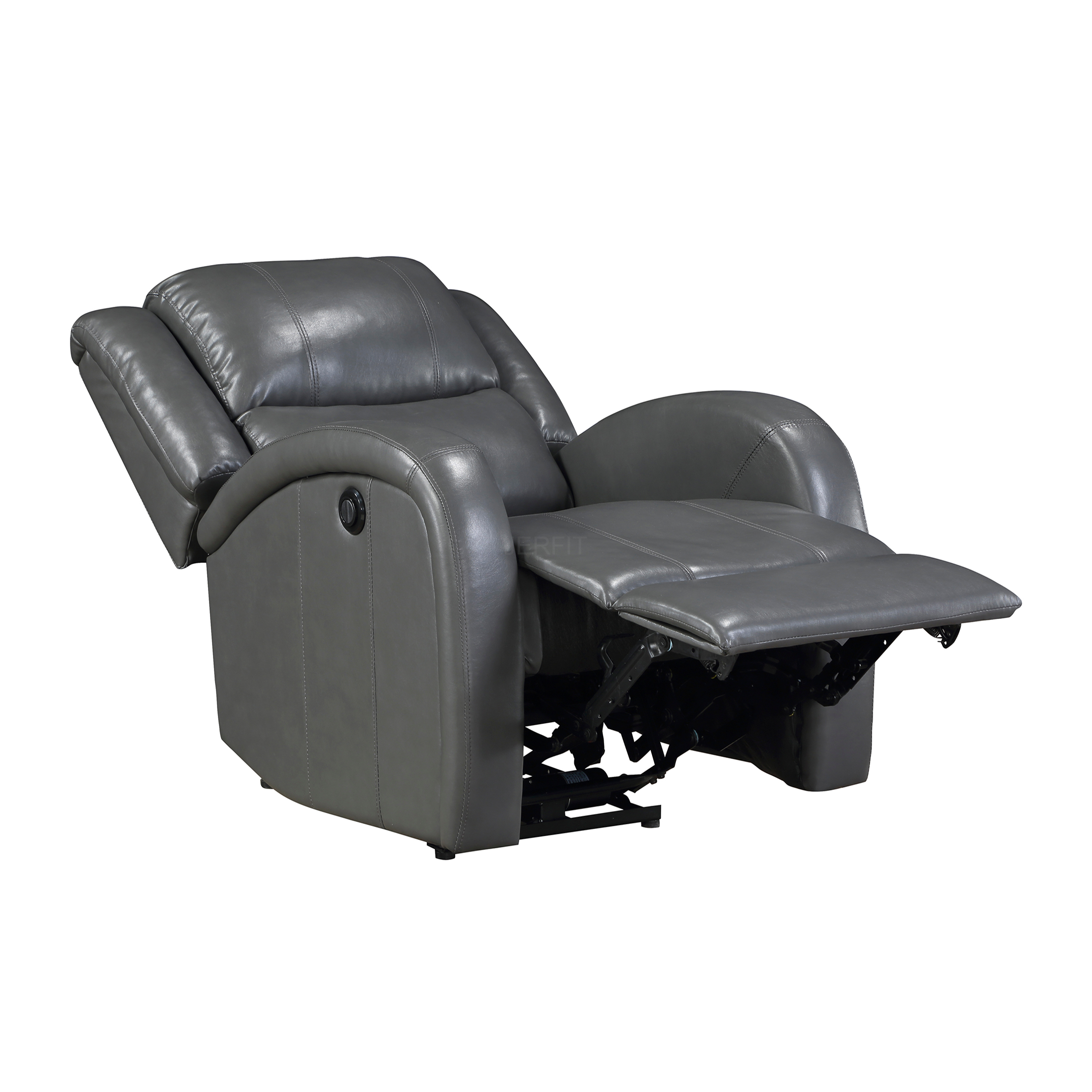 JERFIT Modern Power Recliner Chair with Push-Button Control, Plush Gray Faux Leather Reclining Chair for Living Room, Ergonomic Single Recliner Sofa Chair