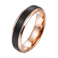 thumbnail image 4 of 6mm Tungsten Rings for Men Women Black Rose Gold Wedding Band Brushed Center Step Beveled Edges, 4 of 5