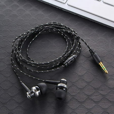 Black In-Ear Earbuds Stereo Tangle Free Braided Cable Cord Quality Sound (Best Sound Quality Earbuds)