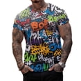 thumbnail image 2 of Playeras Hombre Cuello V Camiseta Con Estampado De Manga Corta Hipster Hop Para Hombre, 2 of 5