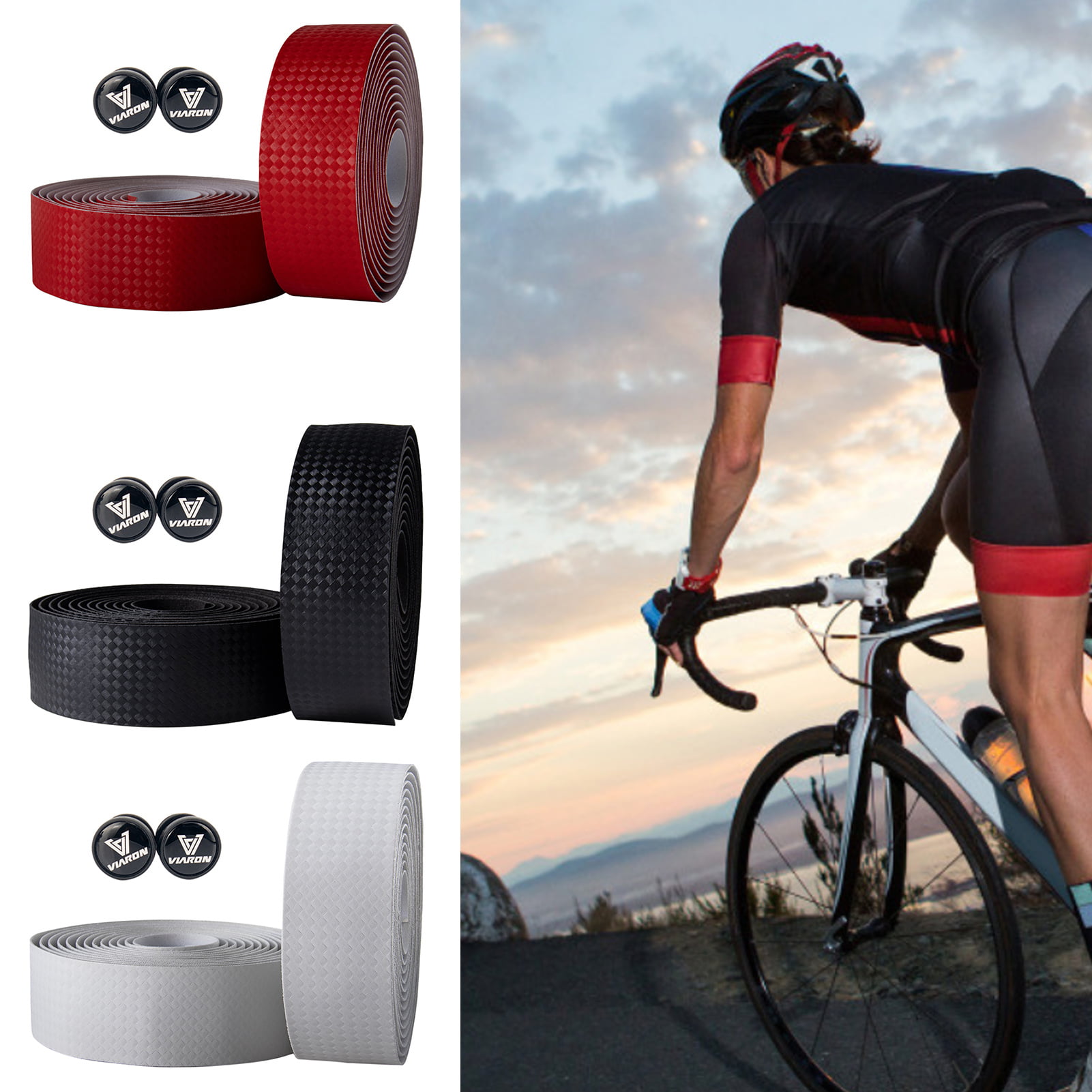 Yamaler 1 Pair VIARON Antislip Bike Grip Tape Breathable Sweat-absorbent  Weave Textured Polyurethane Bar Tape for Road Bike - Walmart.com