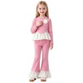thumbnail image 2 of Spazoro Girls 2PC Outfit Sets, Long Sleeve Elastic Waist Round Neck Fall Matching Casual Clothing for Daily Wear Pink Size 9-10, 2 of 9