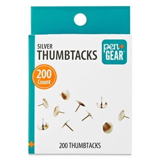 BAZIC Push Pins, Gold Metallic Flat Head Steel Point Thumb Tacks Pin For Cork Bulletin Board Map Posters Picture Office School (200/pack), 1-Pack